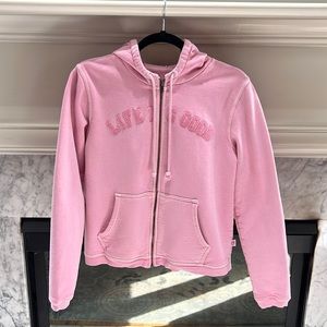 Life is Good Sweatshirt Hoodie Pink - Medium